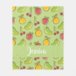 Frische Früchte im Sommer, grüne Muster Fleecedecke
