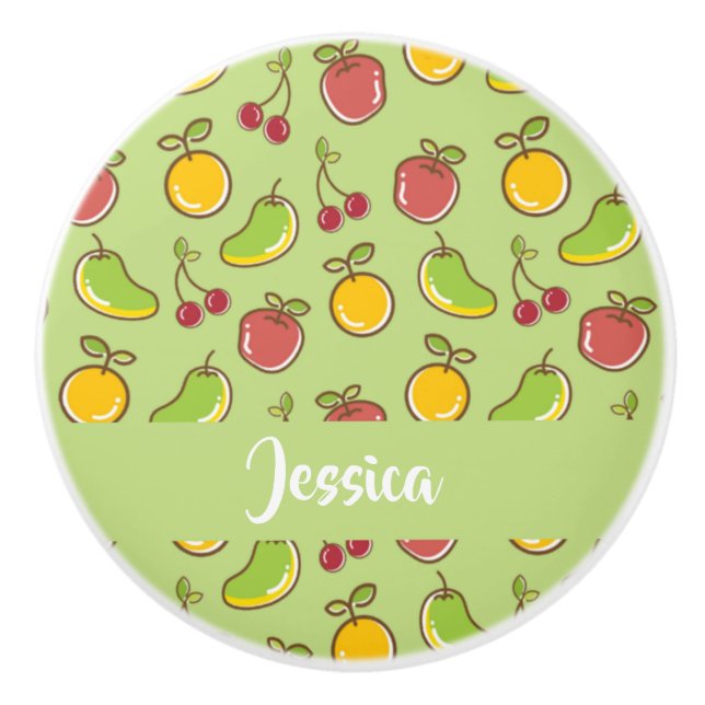 Frische Früchte im Sommer, grüne Muster Keramikknauf (Vorderseite)