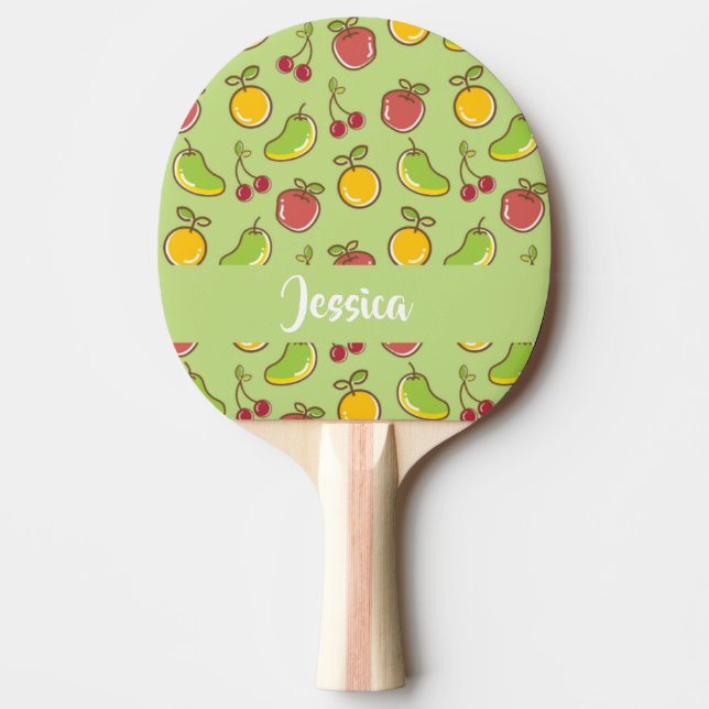 Frische Früchte im Sommer, grüne Muster Tischtennis Schläger (Vorderseite)