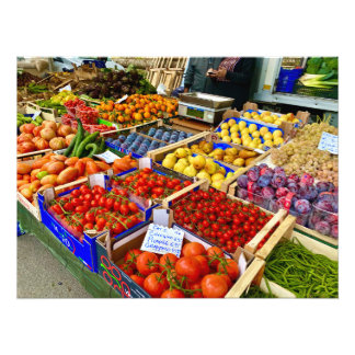 Frische Früchte und Gemüse am Markttag in Siena Fotodruck