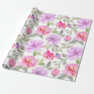 Frische Frühlingsstimmung: Pink- und Lila-Blumende Geschenkpapier