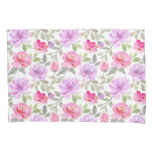 Frische Frühlingsstimmung: Rosa und violettes flor Kissenbezug