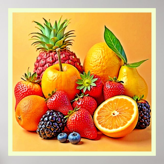 Frische Fülle: Lebendiges Frucht Erntes Design  Poster (Vorne)