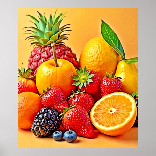 Frische Fülle: Lebendiges Frucht Erntes Design  Poster (Vorne)