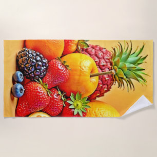 Frische Fülle: Lebendiges Frucht Erntes Design  Strandtuch