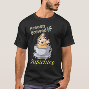 Frische gebrühte Corgi-Hund-Kaffee-Design T-Shirt