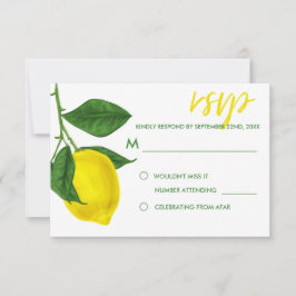 Frische gelbe Zitronen und grüne Blätter RSVP Karte