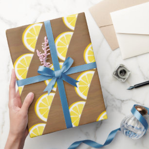 Frische gelbe Zitronenscheiben Zitrusmuster Geschenkpapier