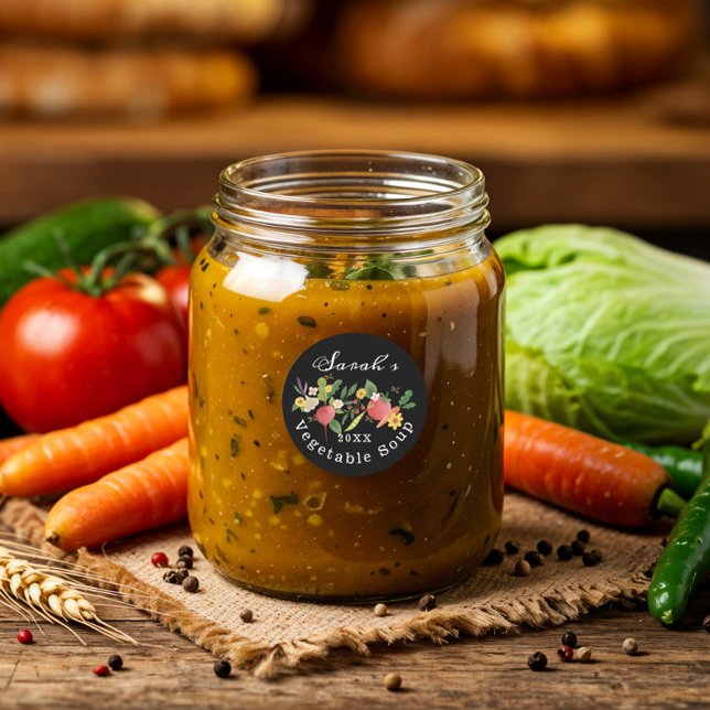 Frische Gemüsegarten Medley & Schmetterlinge Runder Aufkleber (Fresh Vegetable Garden Medley & Butterflies Classic Round Sticker)