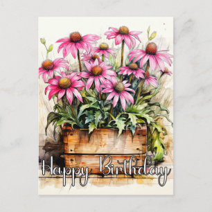 Frische gepflanzte Aster-Blumen-Illustration Postkarte