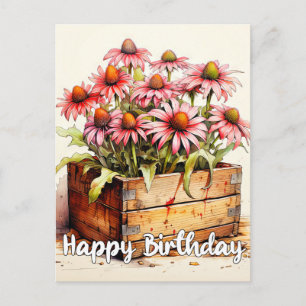 Frische gepflanzte Aster-Blumen-Kunst Postkarte