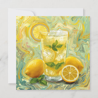 Frische Glas Limonade und Zitronen Abstrakte Kunst Karte