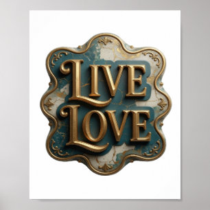 Frische Gold LIVE LOVE Kühne Gestaltung Poster