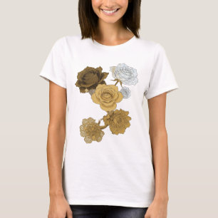 Frische graue GOLDENE ROSEN 3D-Textkunst T-Shirt