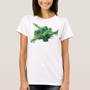 Frische grüne abstrakte Würfel künstlerisches Moti T-Shirt