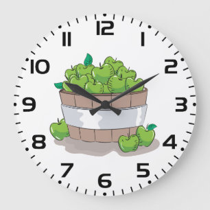 Frische grüne Apfelernte Barrel Granny Smith Große Wanduhr