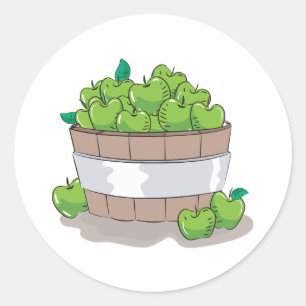 Frische grüne Apfelernte Barrel Granny Smith Runder Aufkleber