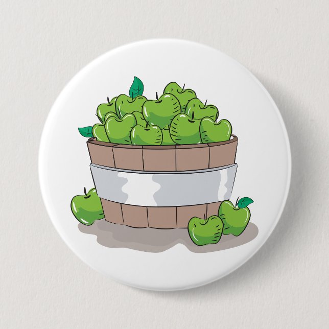 Frische grüne Apfelernte Fass Granny Smith Button (Vorderseite)
