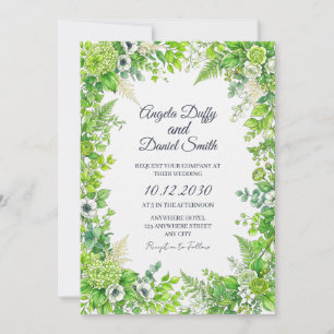 Frische grüne florale Hochzeitseinladung Einladung
