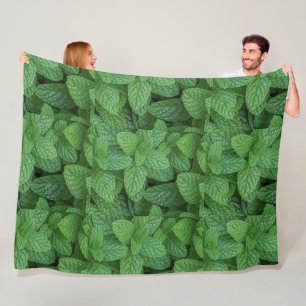 Frische grüne Minzeblätter Botanischer Fleece-Deck Fleecedecke