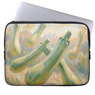 Frische grüne Zucchini-Impressionistenmalerei Laptopschutzhülle