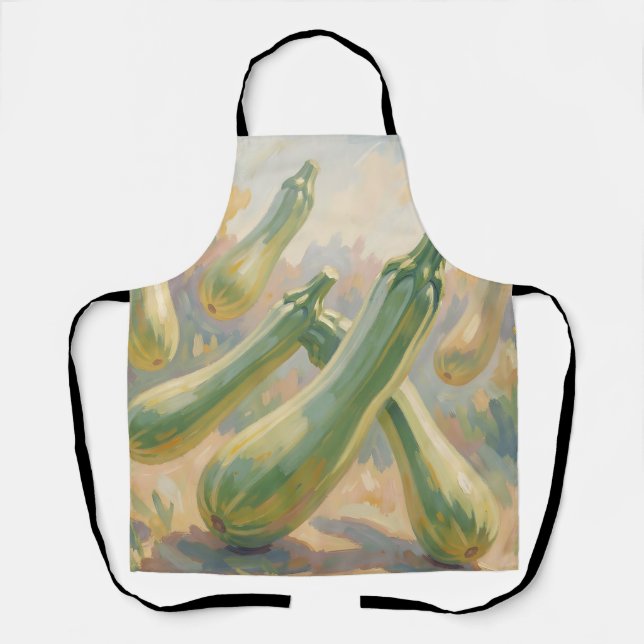 Frische grüne Zucchini-Impressionistenmalerei Schürze (Vorderseite)