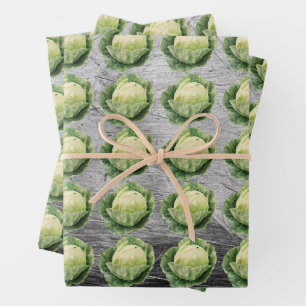 Frische Grünkohl-Muster auf rustikalem Metall Geschenkpapier Set