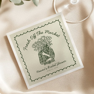 Frische Handgezeichnete Hochzeitsdusche Serviette