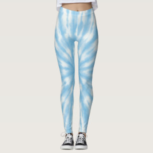 Frische himmelblaue und weiße Tie-Dye-Wolken-Inspi Leggings