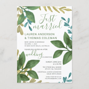 Frische Hochzeit Aquarell Laub Reception Only Einladung