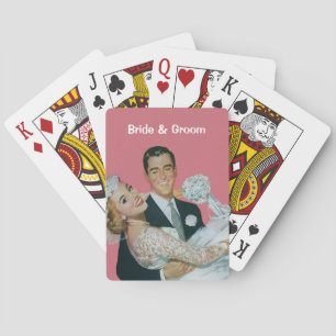 Frische Hochzeit Eheleute, Bräutigam trägt Braut Spielkarten