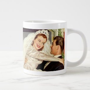 Frische Hochzeit, glückliche Braut und Bräutigam Jumbo-Tasse