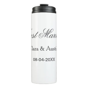 Frische Hochzeit mit Namen des Paares Datum Jahr H Thermosbecher