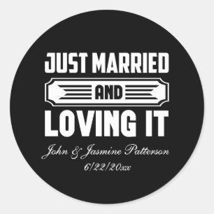 Frische Hochzeit Namen Datum Hochzeit Runder Aufkleber