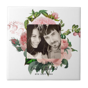 Frische Hochzeit Rosa Rosen Botanische Florale FOT Fliese