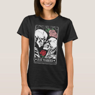 Frische Hochzeit Tarotkarte Halloween-Skelett-Paar T-Shirt