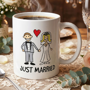 Frische Hochzeits-Cartoon-Braut und Bräutigam Kaffeetasse