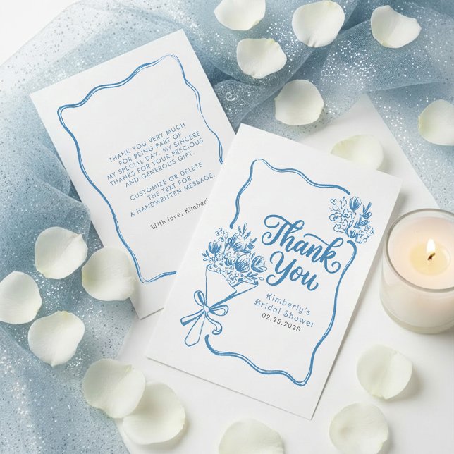 Frische Hochzeitsdusch-Dankeskarten Dankeskarte (Dusty Blue Bridal Shower Thank You Cards Fresh Off The Market)