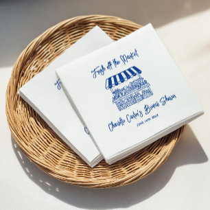 Frische Hochzeitsdusche mit blauer Handzeichnung Serviette