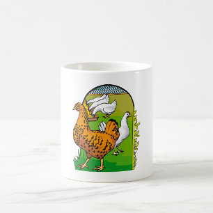 Frische Hühnerstall-Landschaft auf dem Bauernhof Kaffeetasse