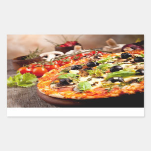 Frische italienische Pizza Rechteckiger Aufkleber