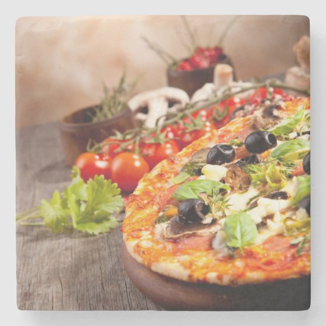 Frische italienische Pizza Steinuntersetzer (Vorderseite)