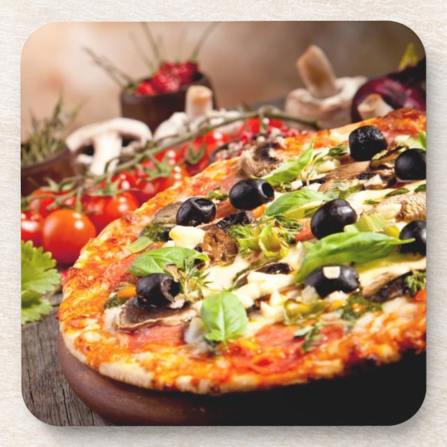 Frische italienische Pizza Untersetzer (Vorderseite)
