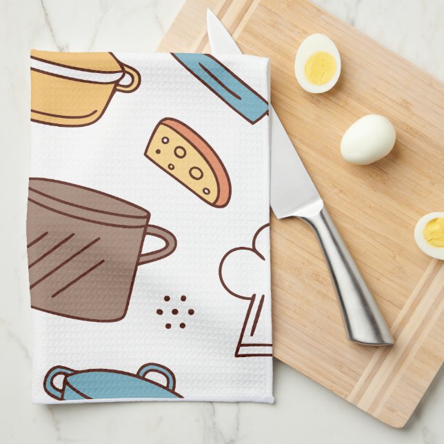Frische Küche Doodle Muster Handtuch (Viertel Falte)