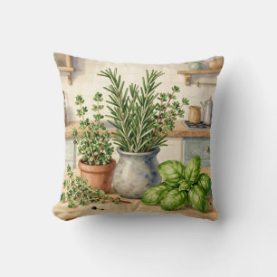 Frische Küchenkräuter Aquarell  Kissen