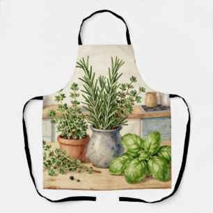 Frische Küchenkräuter Aquarell  Schürze
