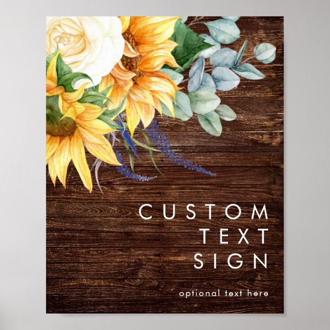 Frische Land Sonnenblumen Holzkarten und Geschenke Poster (Vorne)