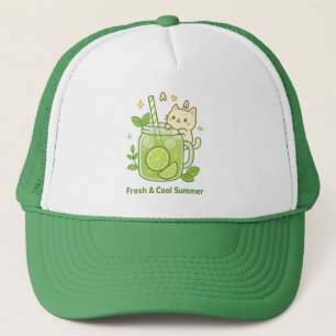 Frische Limone Säfte und Niedliche Katzenjacke Truckerkappe