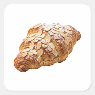 Frische Mandel-Croissant-Französische Gebäck Quadratischer Aufkleber