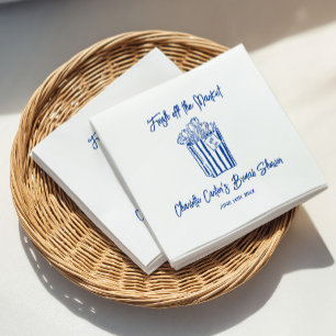 Frische Markthalle - Blaue Handgezeichnete Hochzei Serviette